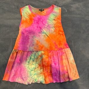 Papermoon Tie Dye Peplum Sleeveless Top Small